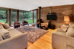 Lounge with wood fire